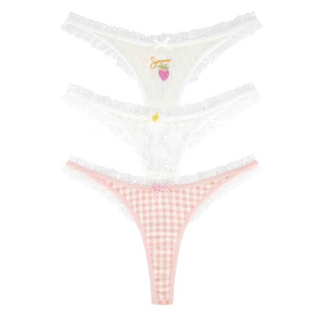 NWT For Love & Lemons Panty 3 Pack Panties Holiday Summer